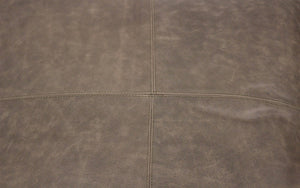 Homeroots 22" Gray Brown Distressed Leather Pouf Ottoman   488748