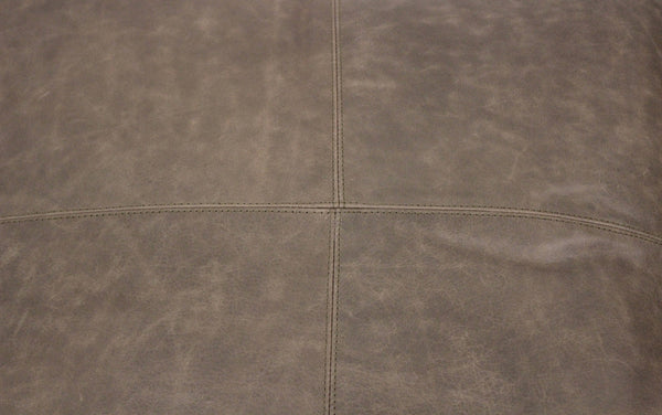 Homeroots 22" Gray Brown Distressed Leather Pouf Ottoman   488748