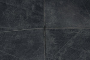 Homeroots 22" Black Distressed Leather Pouf Ottoman   488749