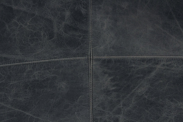 Homeroots 22" Black Distressed Leather Pouf Ottoman   488749