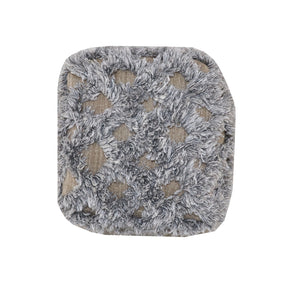 Homeroots 18" Natural And Gray Wool Cotton Blend Cube Geometric Pouf Ottoman   488750