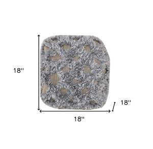 Homeroots 18" Natural And Gray Wool Cotton Blend Cube Geometric Pouf Ottoman   488750