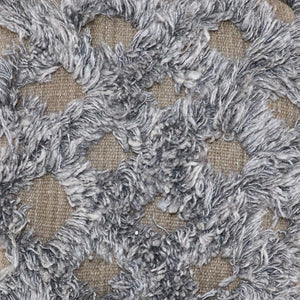 Homeroots 18" Natural And Gray Wool Cotton Blend Cube Geometric Pouf Ottoman   488750