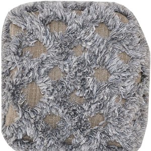 Homeroots 18" Natural And Gray Wool Cotton Blend Cube Geometric Pouf Ottoman   488750