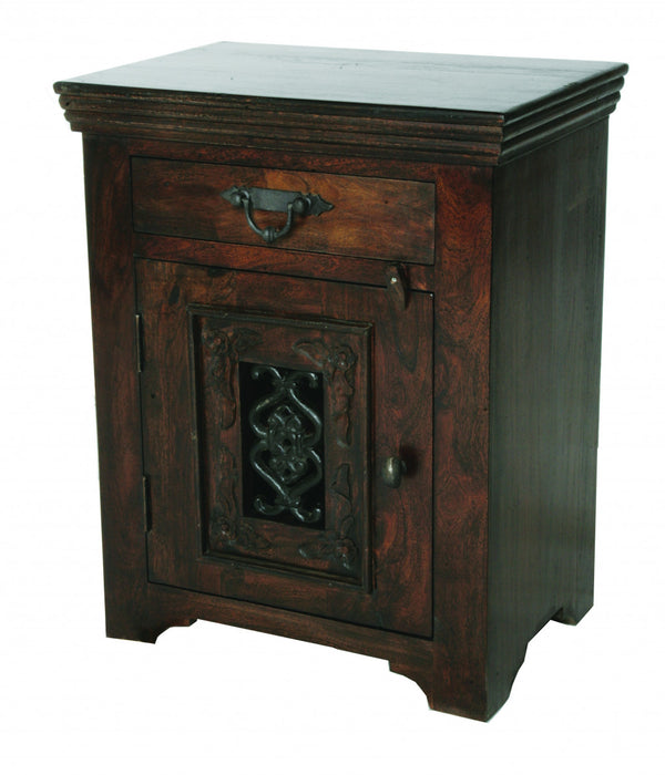 Homeroots 30" Dark Brown One Drawer Nightstand   488752