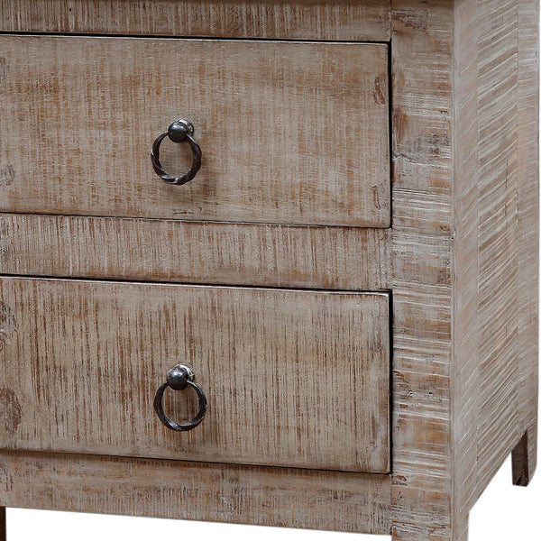 Homeroots 24" Gray Two Drawer Nightstand   488755