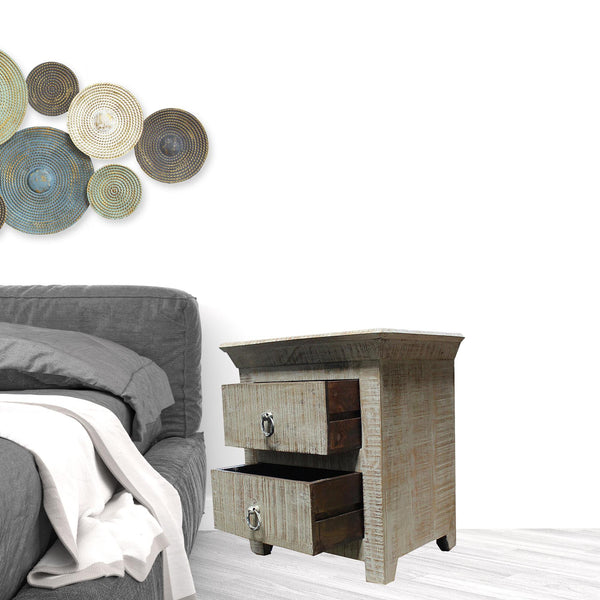 Homeroots 24" Gray Two Drawer Nightstand   488755