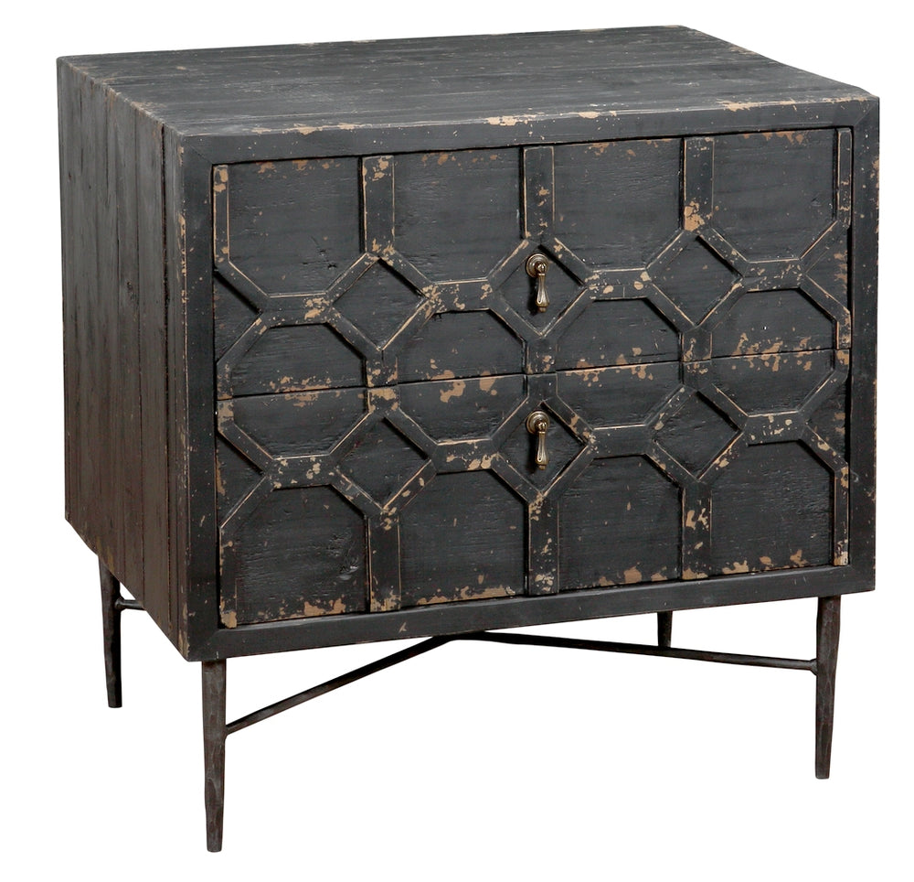 Homeroots 28" Black Two Drawer Nightstand   488756