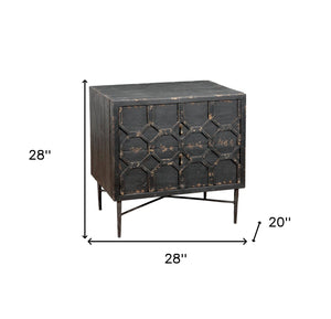 Homeroots 28" Black Two Drawer Nightstand   488756