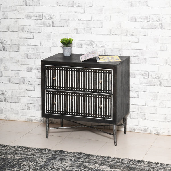 Homeroots 28" Antique Brown Two Drawer Nightstand   488760