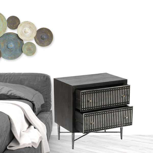 Homeroots 28" Antique Brown Two Drawer Nightstand   488760