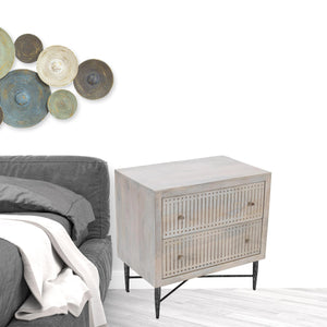 Homeroots 28" Brushed Ivory Two Drawer Nightstand   488761