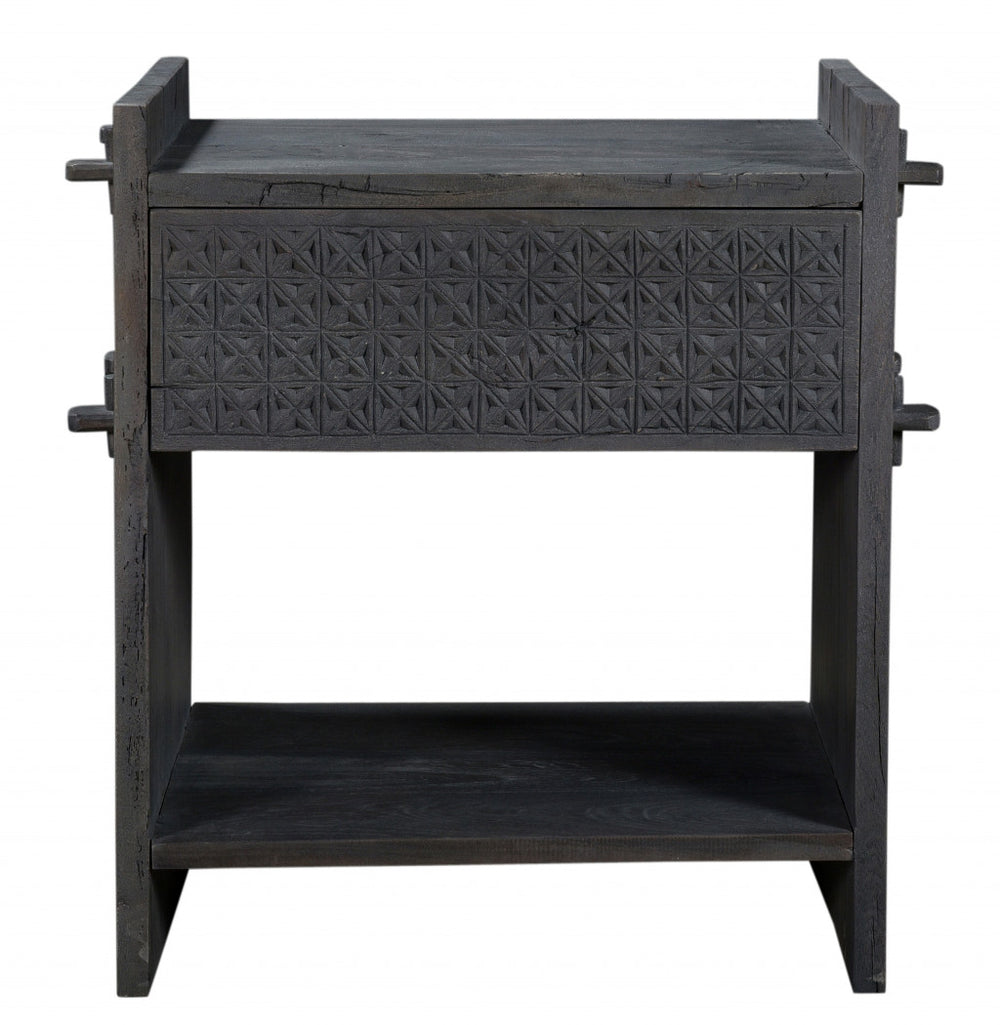 Homeroots 26" Dark Gray One Drawer Nightstand   488762