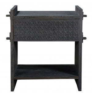 Homeroots 26" Dark Gray One Drawer Nightstand   488762