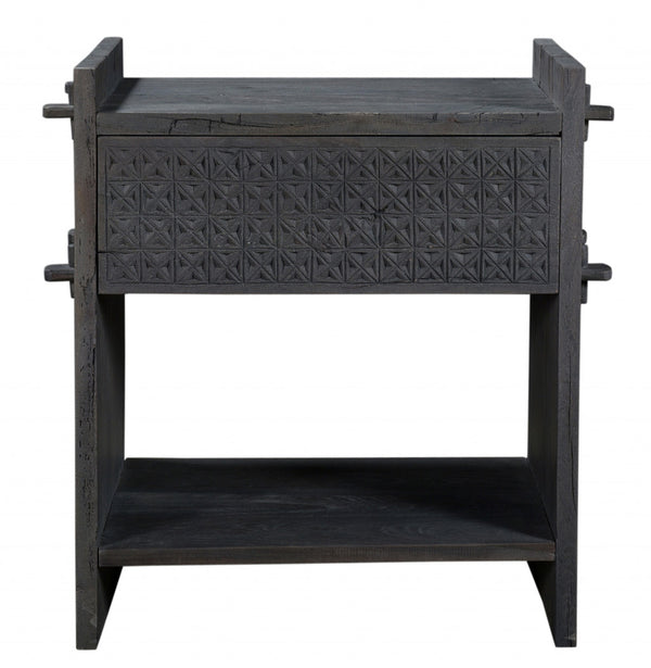 Homeroots 26" Dark Gray One Drawer Nightstand   488762