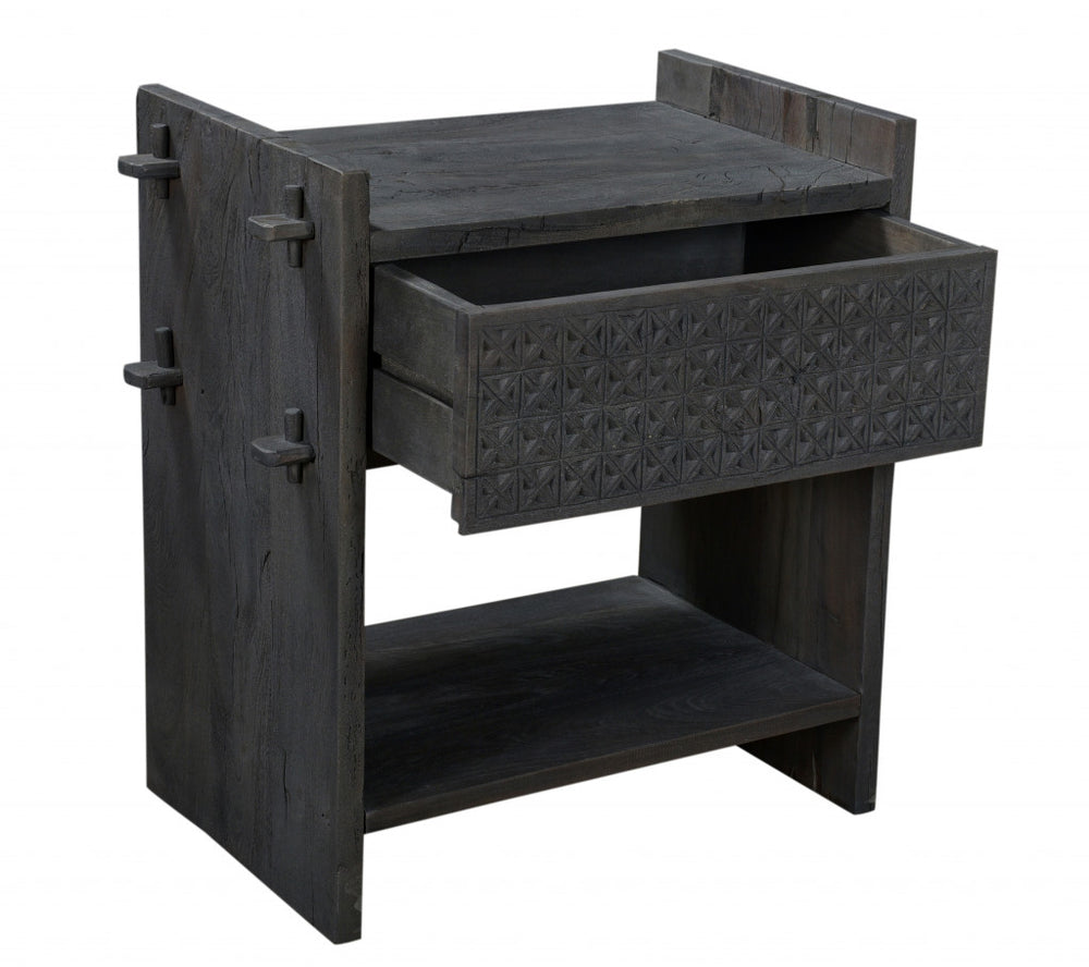 Homeroots 26" Dark Gray One Drawer Nightstand   488762