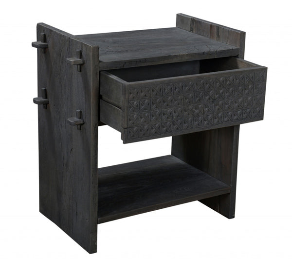 Homeroots 26" Dark Gray One Drawer Nightstand   488762