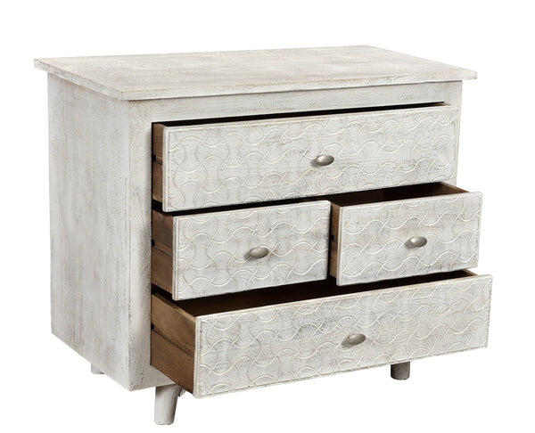 Homeroots 30" White Four Drawer Nightstand   488763