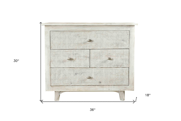 Homeroots 30" White Four Drawer Nightstand   488763