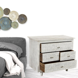 Homeroots 30" White Four Drawer Nightstand   488763