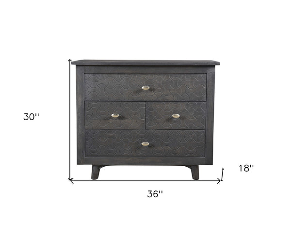 Homeroots 30" Gray Four Drawer Nightstand   488764