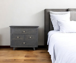 HomeRoots 30" Gray Solid Wood Nightstand with Four Drawers – Chic Storage Solution for Bedroom & Living Spaces 488764