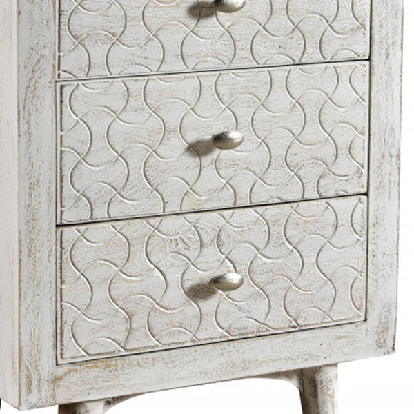 Homeroots 30" White Three Drawer Nightstand   488765