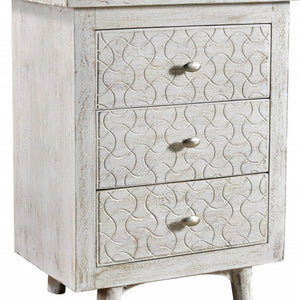 Homeroots 30" White Three Drawer Nightstand   488765