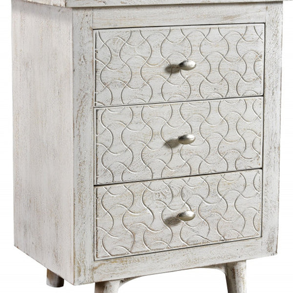 Homeroots 30" White Three Drawer Nightstand   488765