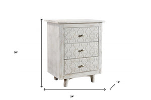 Homeroots 30" White Three Drawer Nightstand   488765