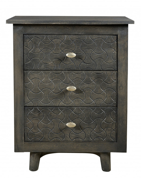 Homeroots 30" Gray Three Drawer Nightstand   488766