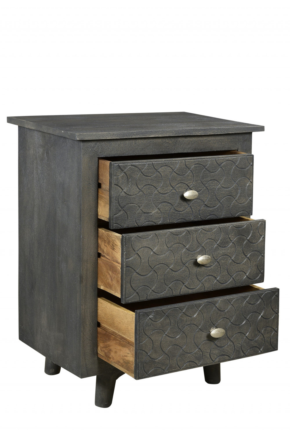 Homeroots 30" Gray Three Drawer Nightstand   488766