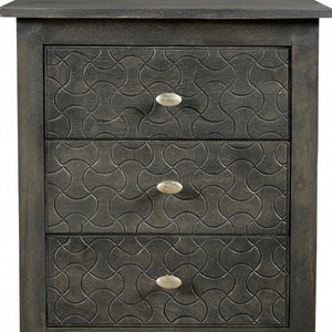 Homeroots 30" Gray Three Drawer Nightstand   488766