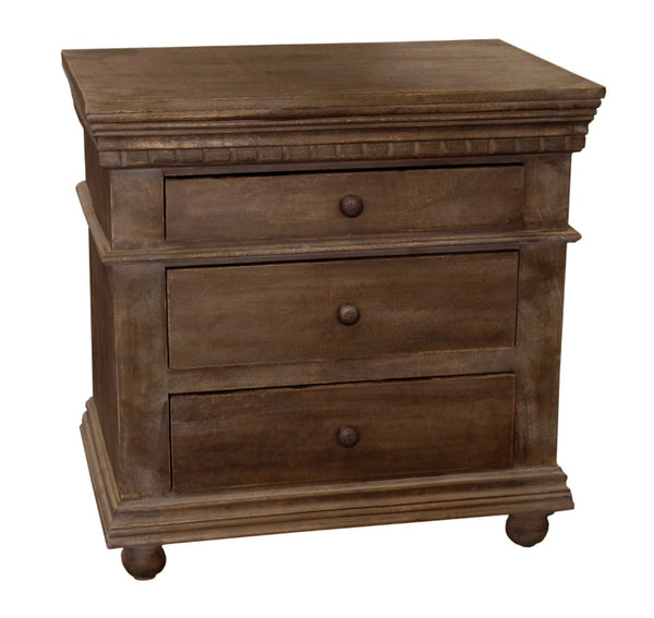30 Inch Solid Wood Three Drawer Nightstand for Bedroom Storage and Classic Style