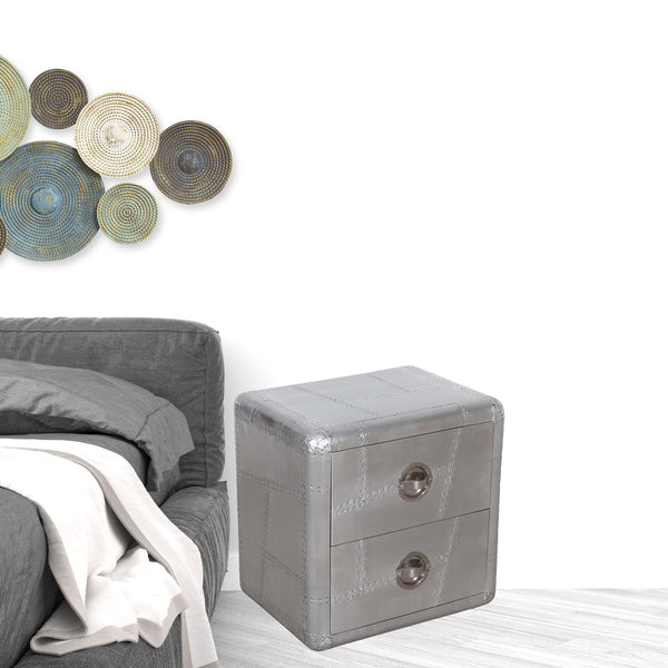 Homeroots 24" Silver Two Drawer Nightstand   488768