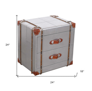 Homeroots 24" Silver Two Drawer Nightstand   488769