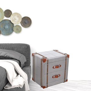 Homeroots 24" Silver Two Drawer Nightstand   488769