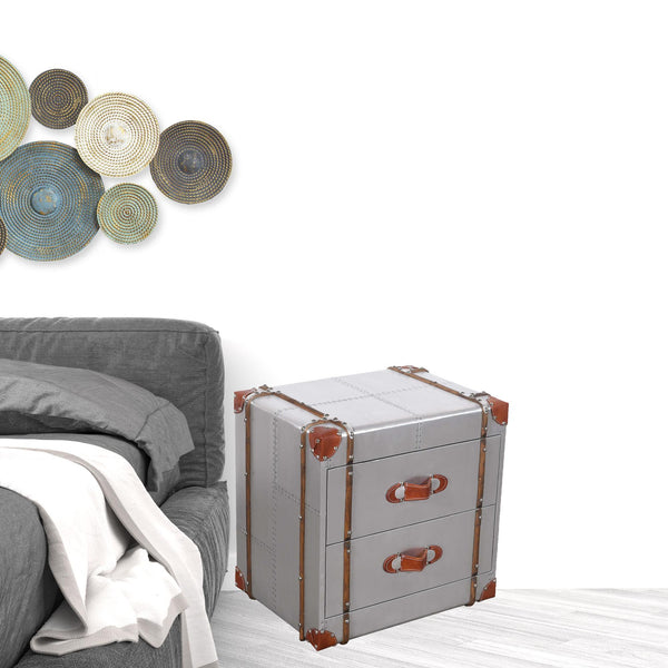 Homeroots 24" Silver Two Drawer Nightstand   488769
