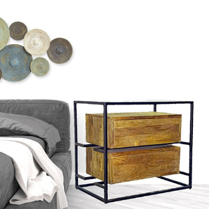 Homeroots 28" Natural Two Drawer Nightstand   488770