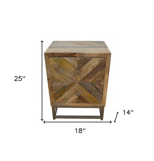 Homeroots 25" Natural Two Drawer Nightstand   488772