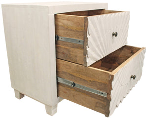 HomeRoots 30" Ivory Two Drawer Nightstand - Stylish Mango Wood Storage Solution for Bedroom & Living Spaces 488773
