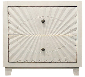 HomeRoots 30" Ivory Two Drawer Nightstand - Stylish Mango Wood Storage Solution for Bedroom & Living Spaces 488773