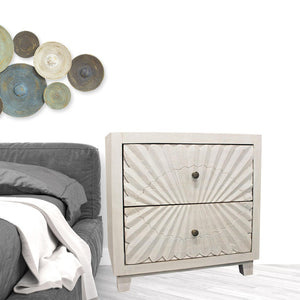 HomeRoots 30" Ivory Two Drawer Nightstand - Stylish Mango Wood Storage Solution for Bedroom & Living Spaces 488773