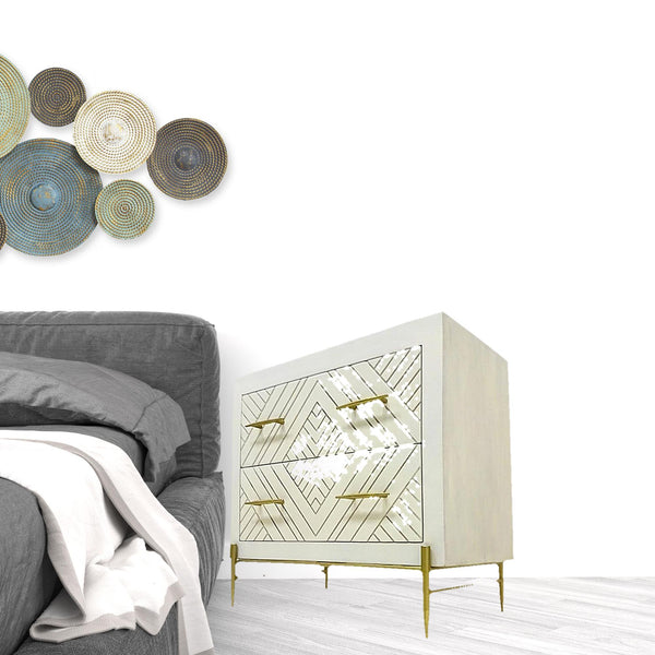 Homeroots 28" White Two Drawer Nightstand   488774