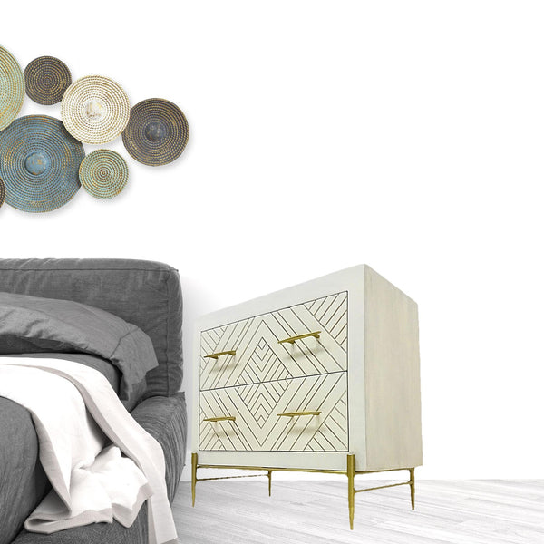 Homeroots 28" White Two Drawer Nightstand   488774