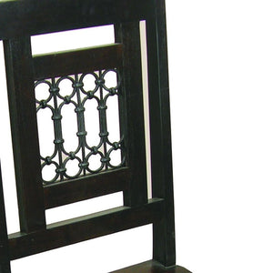 HomeRoots Dark Brown Metal and Wood Slat Back Dining Side Chair - Versatile Comfort for Any Space, Stylish Accent 488775