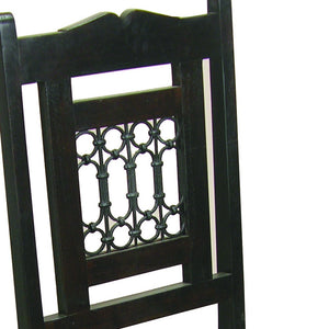 Homeroots Dark Brown Metal And Wood Slat Back Dining Side Chair  Metal And Wood 488775