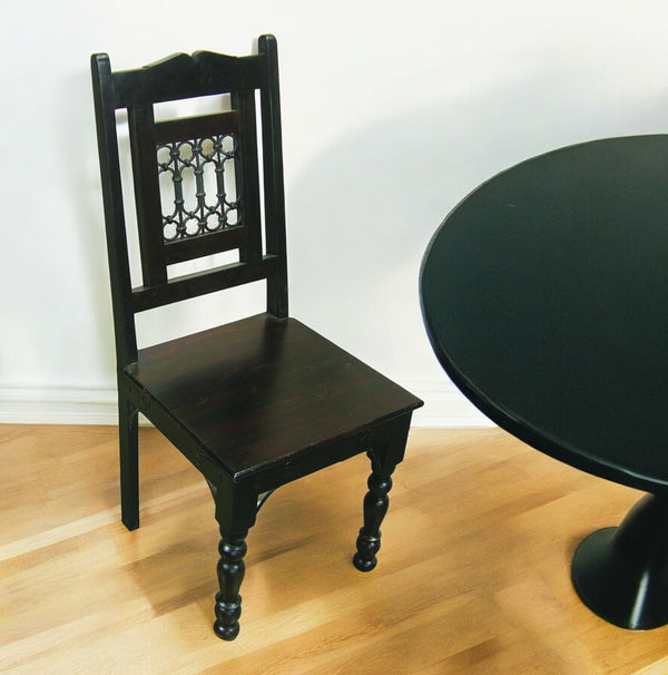 Homeroots Dark Brown Metal And Wood Slat Back Dining Side Chair  Metal And Wood 488775