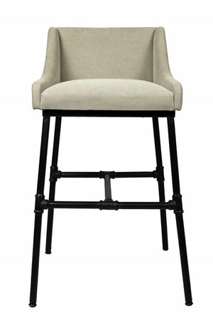 HomeRoots Light Gray Upholstered Linen Dining Arm Chair - Mid-Century Modern Style, Versatile & Comfortable Accent 488776