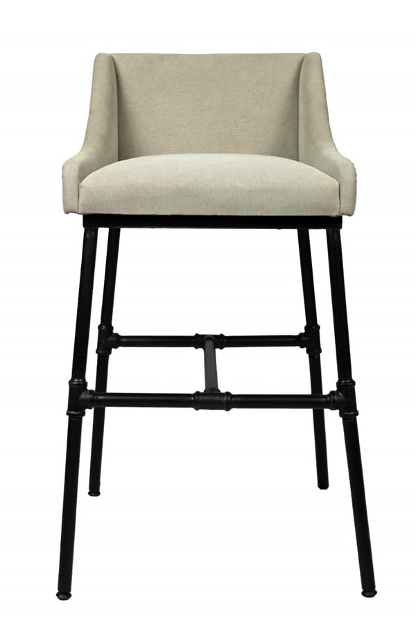 HomeRoots Light Gray Upholstered Linen Dining Arm Chair - Mid-Century Modern Style, Versatile & Comfortable Accent 488776